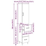 vidaXL Haut Armoire Chêne noir 69 5 x 34 x 180 cm Bois d'ingénierie