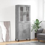vidaXL Buffet haut Gris béton 69 5x34x180 cm Bois d'ingénierie