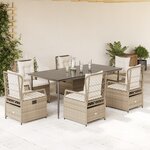 vidaXL Ensemble à manger de jardin et coussins 7 Pièces beige poly rotin