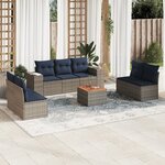 vidaXL Salon de jardin 8 Pièces avec coussins gris résine tressée