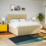 vidaXL Sommier à lattes de lit avec matelas Crème 200x200 cm Tissu