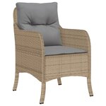 vidaXL Ensemble à manger de jardin et coussins 3 Pièces Beige poly rotin