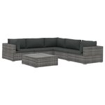 vidaXL Salon de jardin 6 Pièces avec coussins résine tressée gris