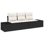 vidaXL Ensemble de canapé de jardin avec coussin 3 Pièces Noir et Crème