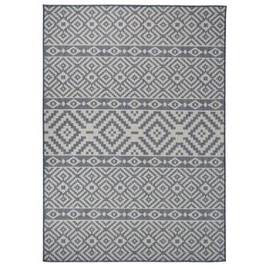 vidaXL Tapis à tissage plat d'extérieur 120x170 cm Rayures bleues