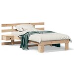 vidaXL Cadre de lit avec tiroir Marron 80 x 200 cm Bois massif en pin