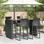 vidaXL Ensemble de bar de jardin 5 Pièces sans coussins noir poly rotin