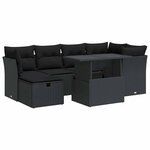 vidaXL Salon de jardin 7 Pièces avec coussins noir résine tressée