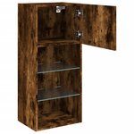 vidaXL Meuble TV avec lumières LED chêne fumé 40 5x30x90 cm