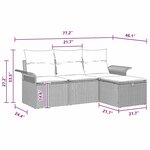 vidaXL Ensemble de canapé de jardin 4 Pièces Marron Poly rotin