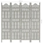 vidaXL Cloison de séparation 4 panneaux Gris 160x165 cm Bois manguier