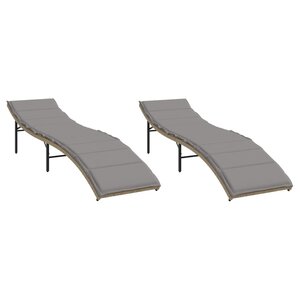 vidaXL Chaises longues lot de 2 avec coussins beige résine tressée