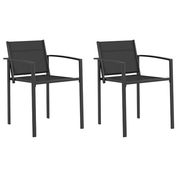 vidaXL Chaises de jardin 2 pc Noir et anthracite Tissu Textilène