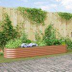 vidaXL Lit de jardin surélevé marron avec look bois 320x80x44 cm en acier