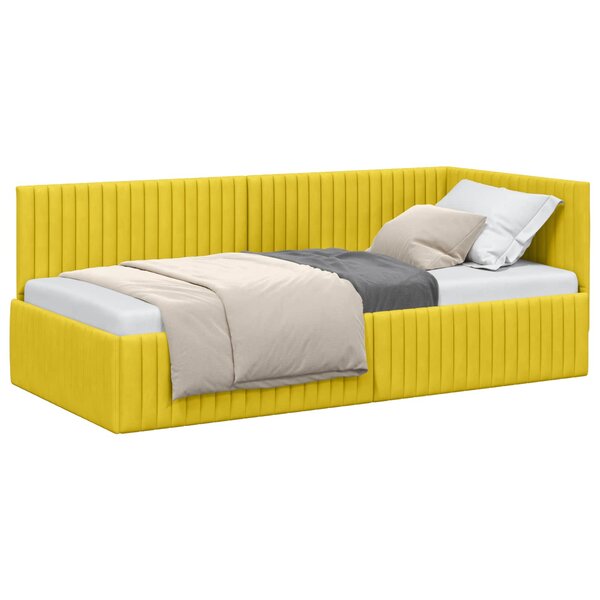 vidaXL Cadre de lit d'angle Jaune 90 x 190 cm Velours