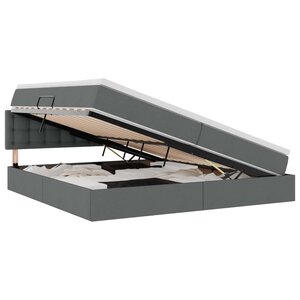 vidaXL Lit de rangement LED avec matelas Gris foncé 200 x 200 cm Tissu