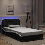 vidaXL Cadre de lit avec LED sans matelas noir et blanc 100x200 cm