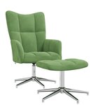 vidaXL Chaise de relaxation avec tabouret Vert clair Velours