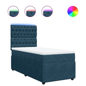 vidaXL Sommier à lattes de lit avec matelas bleu 90x190 cm velours