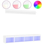vidaXL Unités murales TV avec LED 5 Pièces blanc bois d'ingénierie