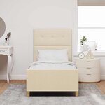vidaXL Cadre de lit avec tête de lit Crème 100 x 200 cm tissu