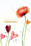 69-3103 Carte Anniversaire pour Fille Femme Joli Coquelicot Rouge Fleur Champêtre Cœurs Cadeau - Finitions Dorure Or Doré + Gaufrage en Relief +1 Enveloppe Format 12x17cm - Fabriqué en Europe