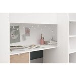 Lit combiné mezzanine enfant - blanc et chêne - Sommier inclus - 90 x 200 cm