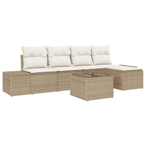 vidaXL Ensemble de canapé de jardin 5 Pièces Beige et crème polyrotin