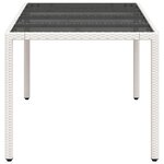 vidaXL Table de jardin avec dessus en verre blanc résine tressée