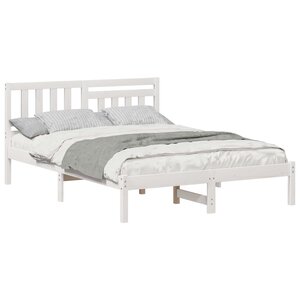 vidaXL Cadre de lit avec tête de lit Blanc 135 x 190 cm Pin massif