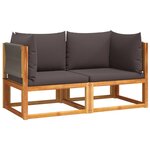 vidaXL Canapés d'angle de jardin et coussins 2Pièces bois massif d'acacia