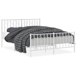 vidaXL Cadre de lit métal sans matelas et pied de lit blanc 140x190 cm