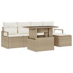 vidaXL Ensemble de canapé de jardin 6 Pièces Beige Poly rotin