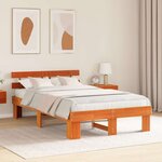 vidaXL Cadre de lit avec tête de lit Brun cire 135 x 190 cm Pin massif