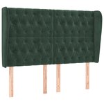 vidaXL Tête de lit avec oreilles Vert foncé 147x23x118/128 cm Velours