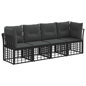vidaXL Ensemble de canapés d'extérieur Noir Polyester