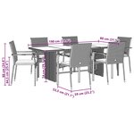 vidaXL Ensemble à manger de jardin coussins 7Pièces Noir Résine tressée