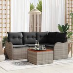 vidaXL Ensemble de canapé de jardin 5 Pièces Gris