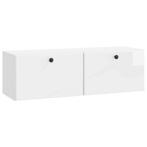 vidaXL Meuble TV mural 98 x 31 x 30 cm Blanc brillant