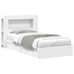 vidaXL Cadre de lit avec rangement Blanc 75 x 190 cm Bois d'ingénierie