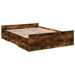 vidaXL Cadre de lit et tiroirs chêne fumé 120x200 cm bois d'ingénierie