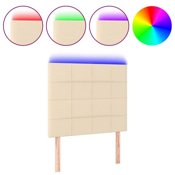 vidaXL Tête de lit à LED Crème 90x5x118/128 cm Tissu