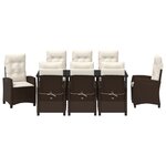 vidaXL Set de salle à manger de jardin de 9 pièces avec coussins Marron Poly Rotin