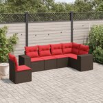 vidaXL Salon de jardin 6 Pièces avec coussins marron résine tressée