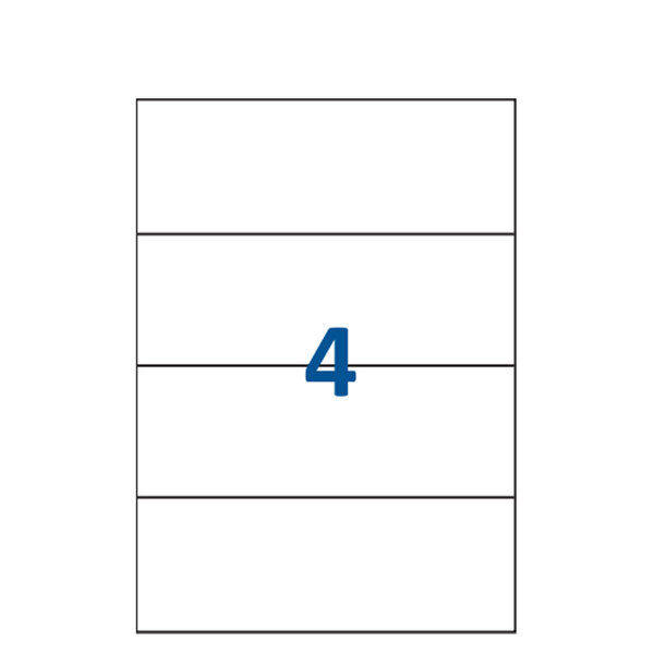 Lot de 500 Planches étiquettes autocollantes blanches sur feuille A4 : 210 x 74 2 mm (4 étiquettes par feuille  spéciales bons de transport)