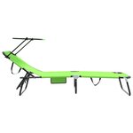 vidaXL Set de 2 Chaises Longues Pliantes avec Auvent Vert en Tissu Oxford 600D