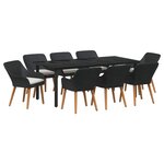 vidaXL Ensemble de jardin 9 pièces en rotin noir