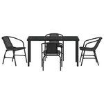 vidaXL Ensemble de salle à manger pour jardin 5 Pièces Noir Poly rotin