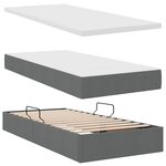 vidaXL Lit de rangement LED avec matelas Gris foncé 180 x 200 cm Tissu
