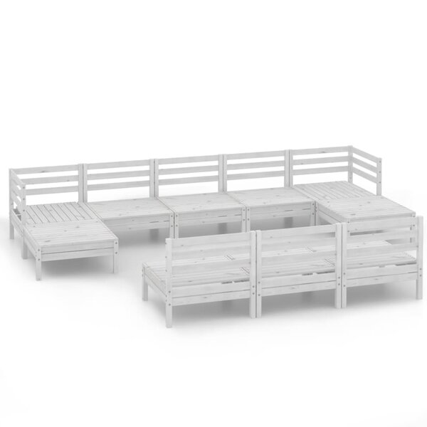 Salon de jardin meuble d'extérieur ensemble de mobilier 10 pièces blanc bois de pin massif 02_0015202